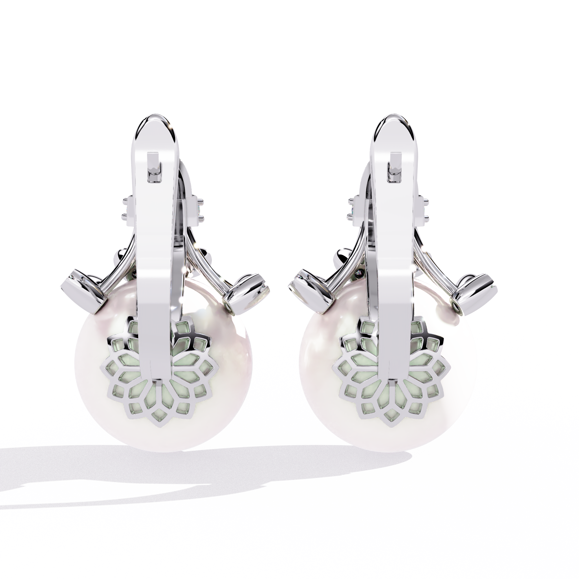 Buy Natural Diamond Claw Pearl Earrings | Solitairekart